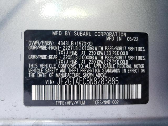 Photo 11 VIN: JF2GTAEC8N8283885 - SUBARU CROSSTREK 