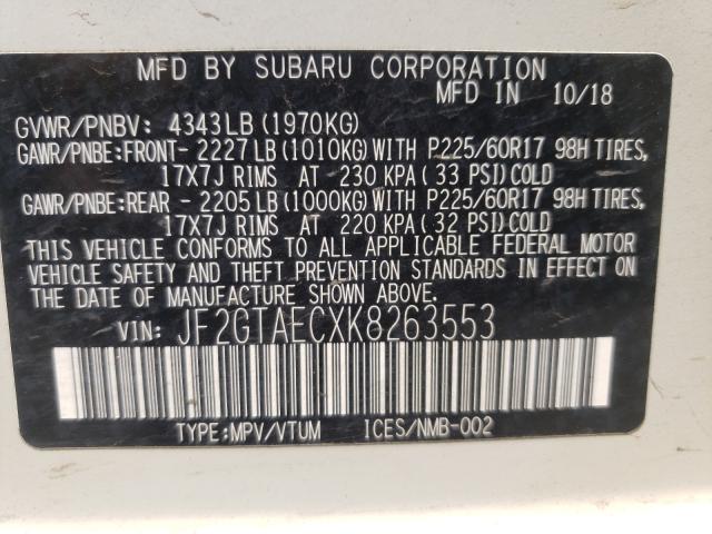 Photo 9 VIN: JF2GTAECXK8263553 - SUBARU CROSSTREK 