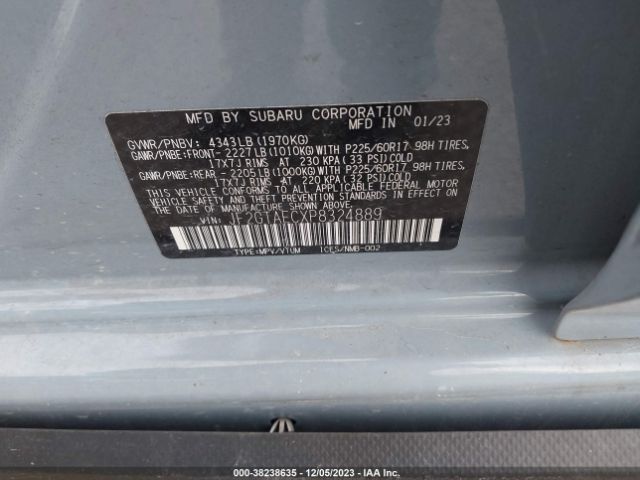 Photo 8 VIN: JF2GTAECXP8324889 - SUBARU CROSSTREK 