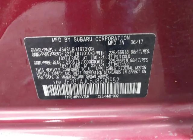 Photo 8 VIN: JF2GTAJC6J8200552 - SUBARU CROSSTREK 