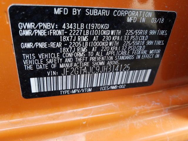 Photo 9 VIN: JF2GTAJC9JH314125 - SUBARU CROSSTREK 