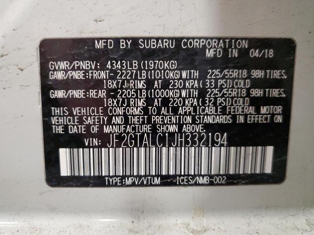 Photo 11 VIN: JF2GTALC1JH332194 - SUBARU CROSSTREK 