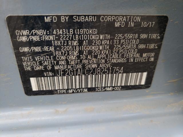 Photo 9 VIN: JF2GTALC2J8251754 - SUBARU CROSSTREK 