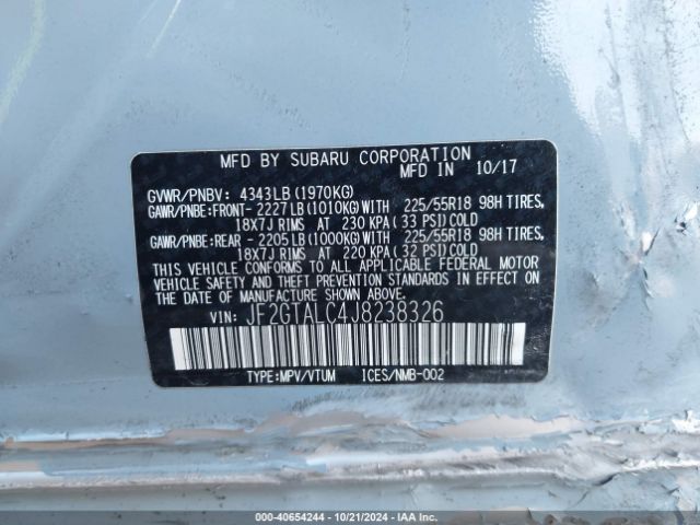 Photo 8 VIN: JF2GTALC4J8238326 - SUBARU CROSSTREK 