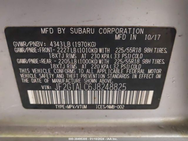 Photo 8 VIN: JF2GTALC6J8248825 - SUBARU CROSSTREK 