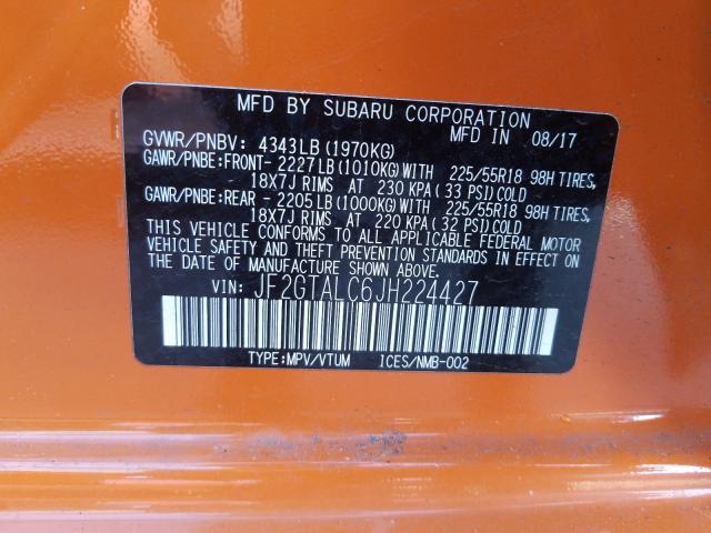 Photo 9 VIN: JF2GTALC6JH224427 - SUBARU CROSSTREK 