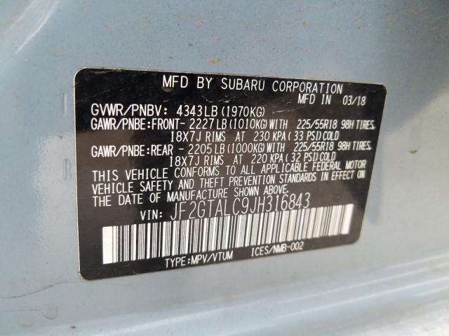 Photo 9 VIN: JF2GTALC9JH316843 - SUBARU CROSSTREK 