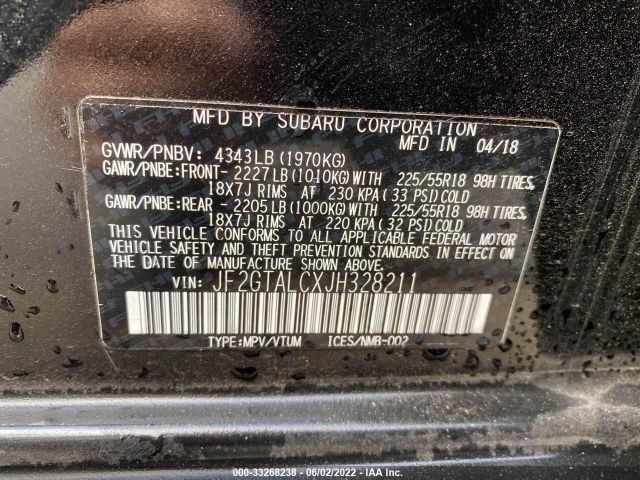 Photo 8 VIN: JF2GTALCXJH328211 - SUBARU CROSSTREK 