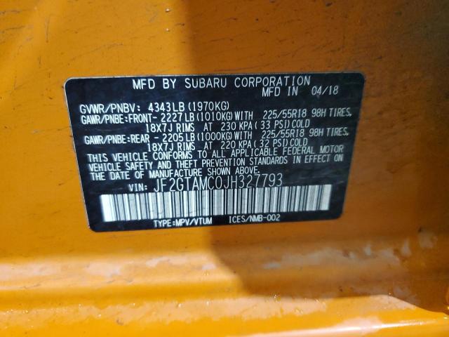 Photo 12 VIN: JF2GTAMC0JH327793 - SUBARU CROSSTREK 