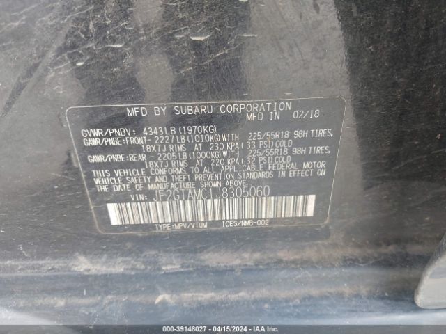 Photo 8 VIN: JF2GTAMC1J8305060 - SUBARU CROSSTREK 