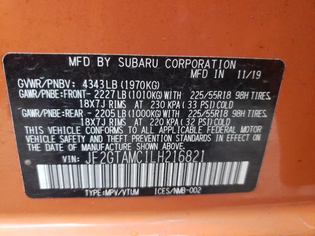 Photo 9 VIN: JF2GTAMC1LH216821 - SUBARU CROSSTREK 