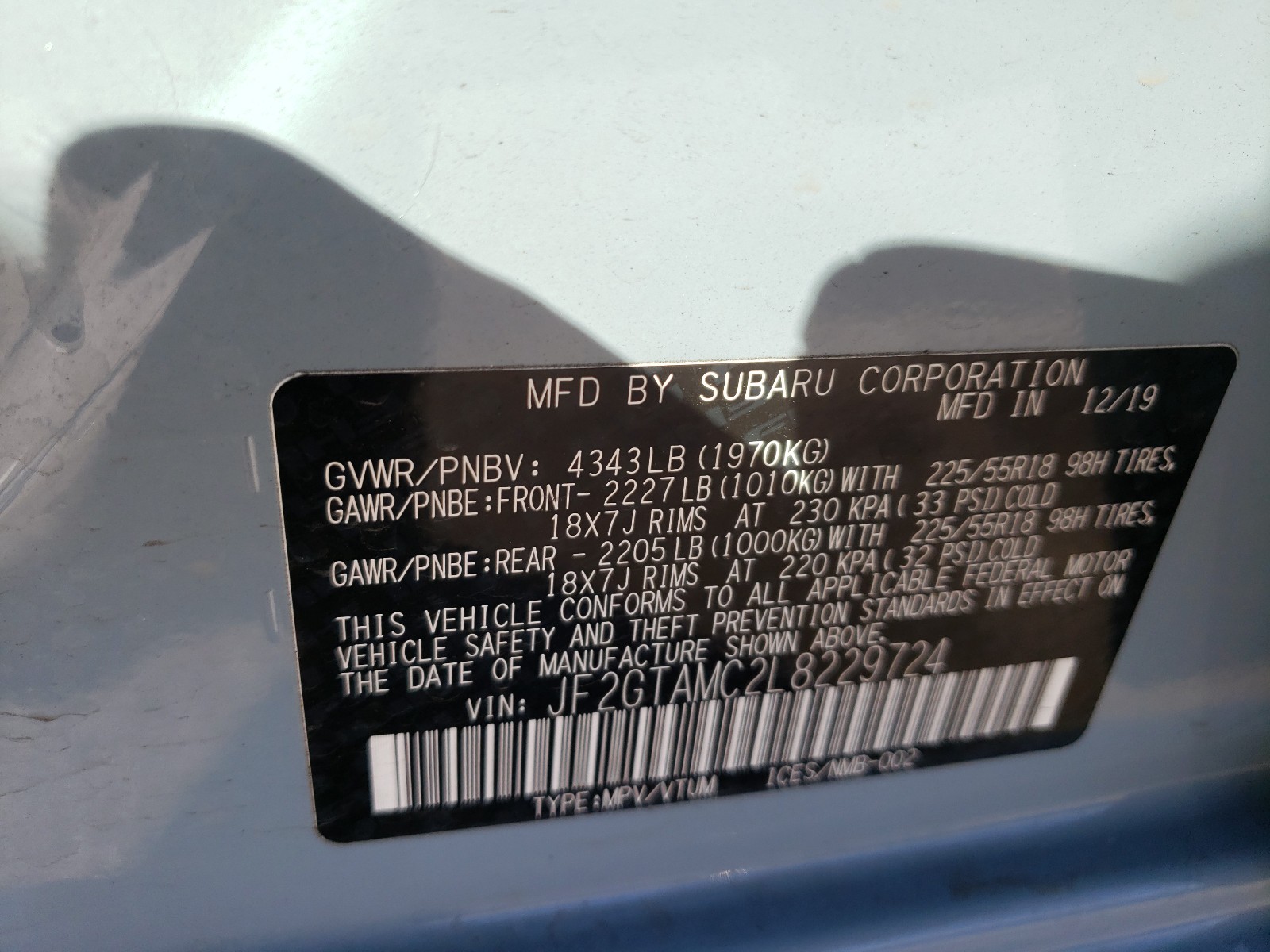 Photo 9 VIN: JF2GTAMC2L8229724 - SUBARU CROSSTREK 