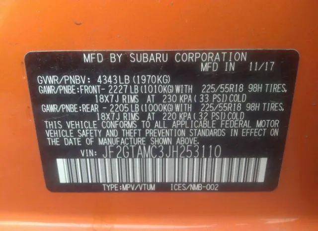 Photo 8 VIN: JF2GTAMC3JH253110 - SUBARU CROSSTREK 