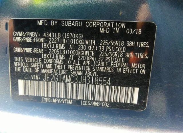 Photo 8 VIN: JF2GTAMC3JH318554 - SUBARU CROSSTREK 