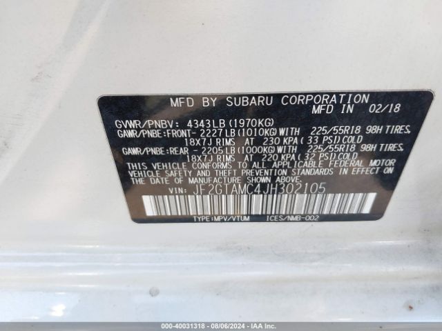 Photo 8 VIN: JF2GTAMC4JH302105 - SUBARU CROSSTREK 