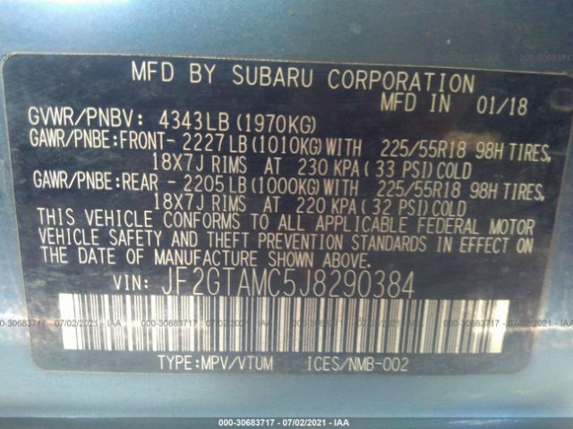 Photo 8 VIN: JF2GTAMC5J8290384 - SUBARU CROSSTREK 