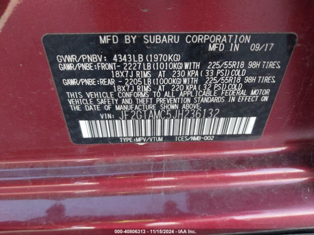 Photo 8 VIN: JF2GTAMC5JH236132 - SUBARU CROSSTREK 