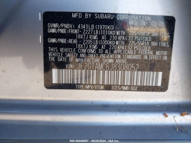 Photo 8 VIN: JF2GTAMC6J8308052 - SUBARU CROSSTREK 