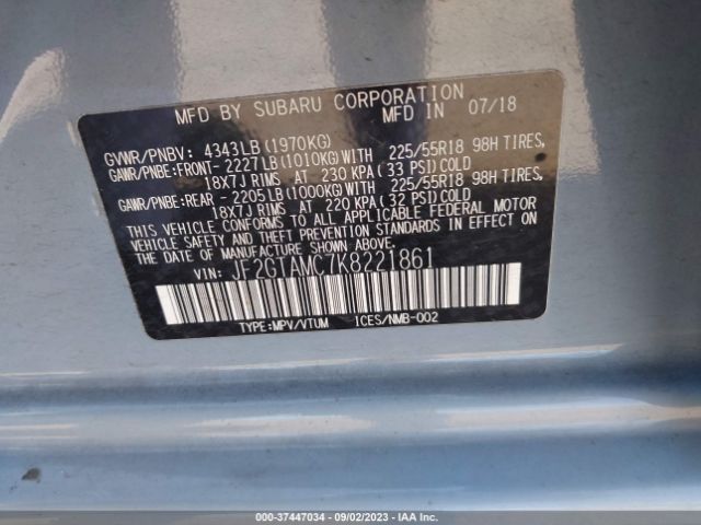 Photo 8 VIN: JF2GTAMC7K8221861 - SUBARU CROSSTREK 