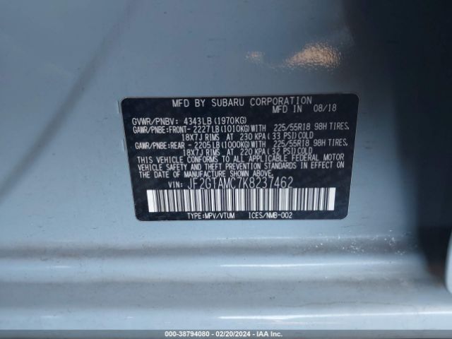 Photo 8 VIN: JF2GTAMC7K8237462 - SUBARU CROSSTREK 