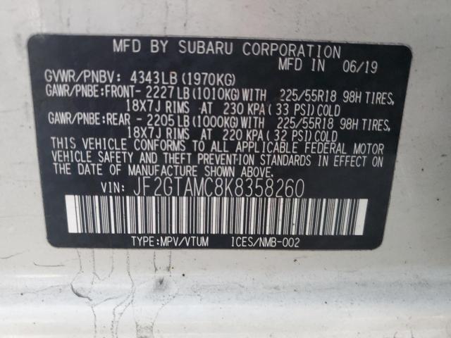 Photo 11 VIN: JF2GTAMC8K8358260 - SUBARU CROSSTREK 