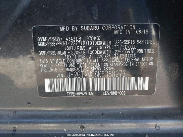 Photo 8 VIN: JF2GTAMC8K8388973 - SUBARU CROSSTREK 