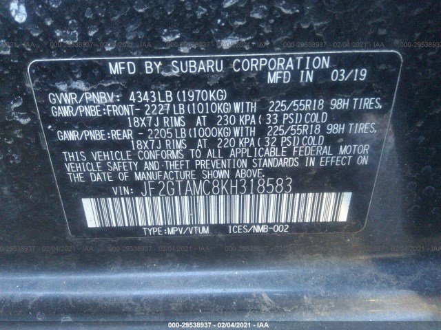 Photo 8 VIN: JF2GTAMC8KH318583 - SUBARU CROSSTREK 