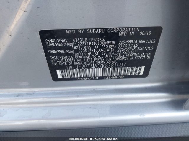 Photo 8 VIN: JF2GTAMCXK8381507 - SUBARU CROSSTREK 