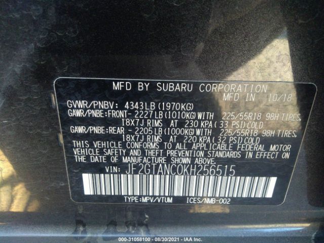 Photo 8 VIN: JF2GTANC0KH256515 - SUBARU CROSSTREK 