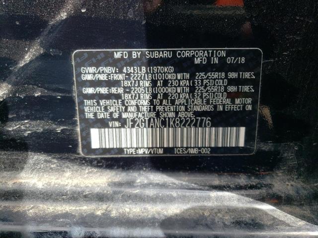 Photo 9 VIN: JF2GTANC1K8222776 - SUBARU CROSSTREK 