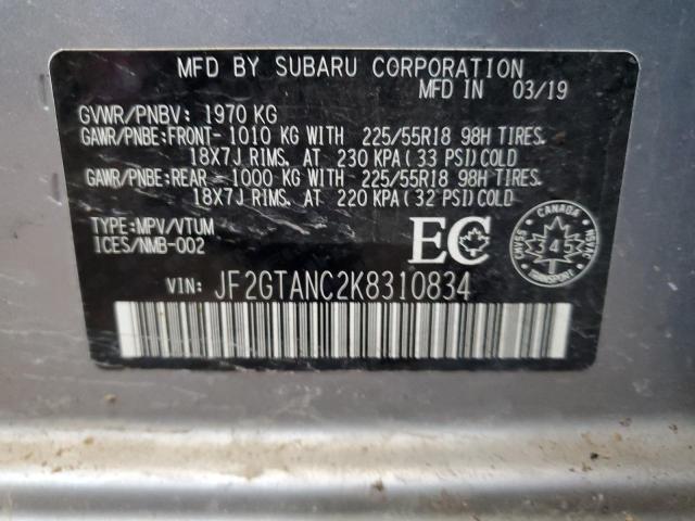 Photo 12 VIN: JF2GTANC2K8310834 - SUBARU CROSSTREK 