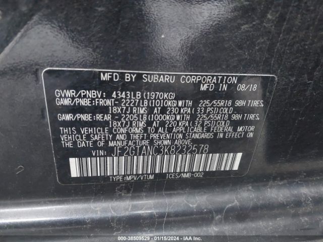 Photo 8 VIN: JF2GTANC3K8232578 - SUBARU CROSSTREK 