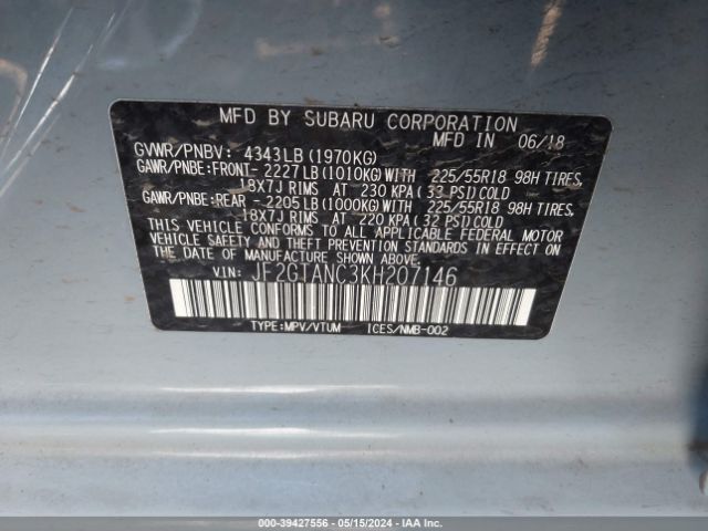 Photo 8 VIN: JF2GTANC3KH207146 - SUBARU CROSSTREK 