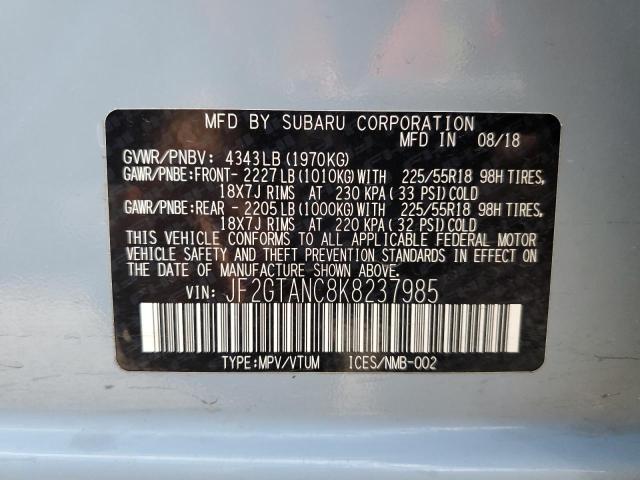 Photo 12 VIN: JF2GTANC8K8237985 - SUBARU CROSSTREK 