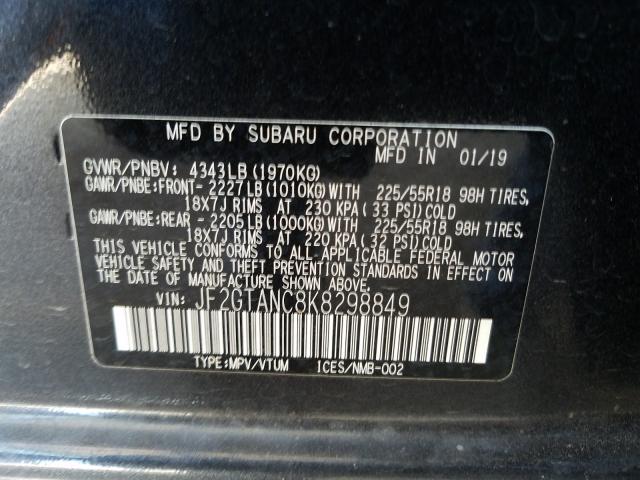 Photo 9 VIN: JF2GTANC8K8298849 - SUBARU CROSSTREK 