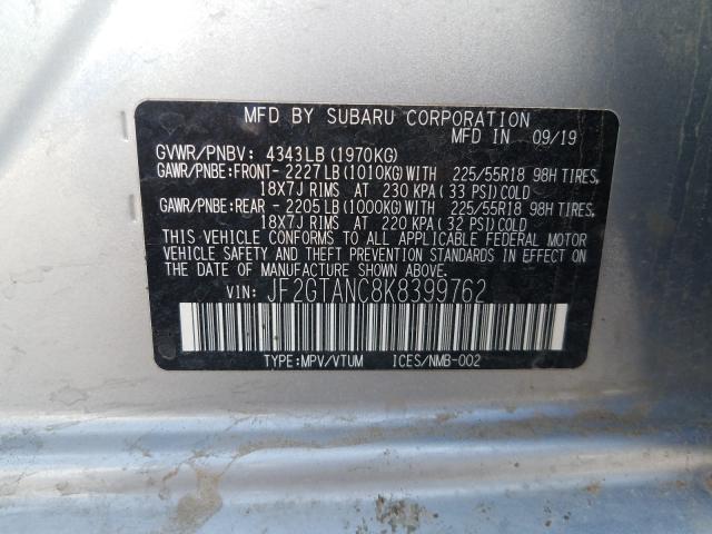 Photo 9 VIN: JF2GTANC8K8399762 - SUBARU CROSSTREK 