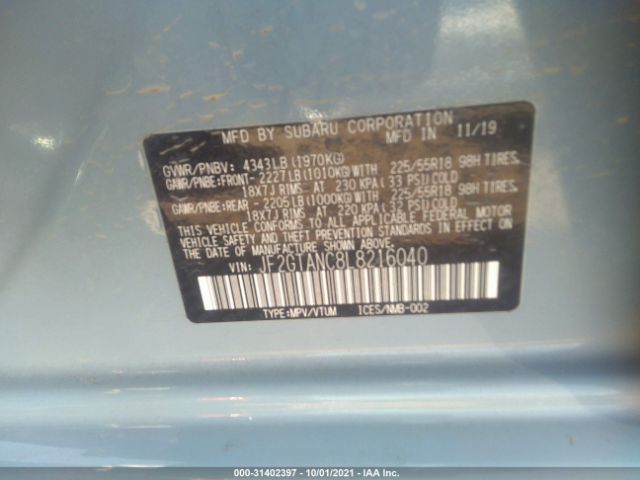 Photo 8 VIN: JF2GTANC8L8216040 - SUBARU CROSSTREK 