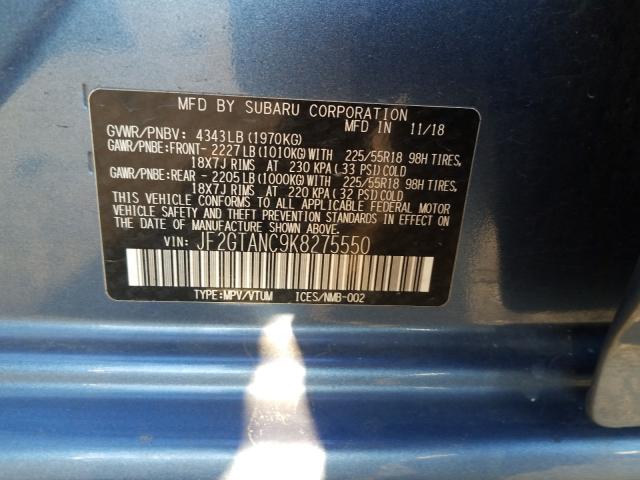 Photo 9 VIN: JF2GTANC9K8275550 - SUBARU CROSSTREK 