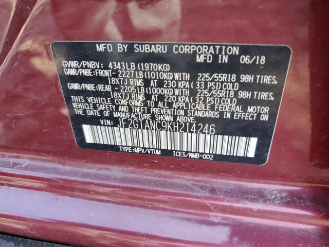 Photo 12 VIN: JF2GTANC9KH214246 - SUBARU CROSSTREK 