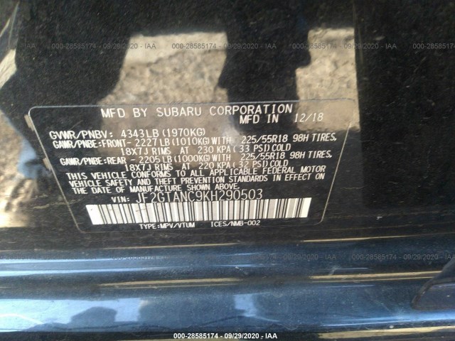 Photo 8 VIN: JF2GTANC9KH290503 - SUBARU CROSSTREK 