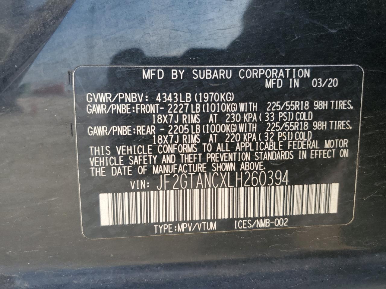 Photo 13 VIN: JF2GTANCXLH260394 - SUBARU CROSSTREK 