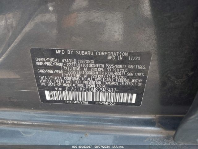 Photo 8 VIN: JF2GTAPC0M8294987 - SUBARU CROSSTREK 