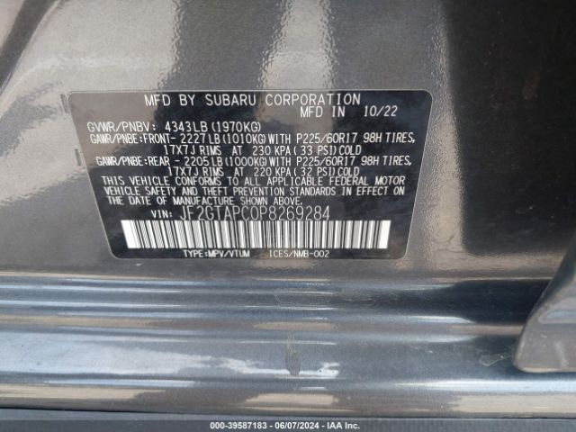 Photo 8 VIN: JF2GTAPC0P8269284 - SUBARU CROSSTREK 