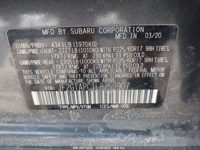 Photo 8 VIN: JF2GTAPC1L8259907 - SUBARU CROSSTREK 