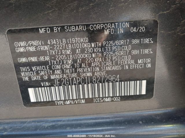 Photo 8 VIN: JF2GTAPC1L8272964 - SUBARU CROSSTREK 