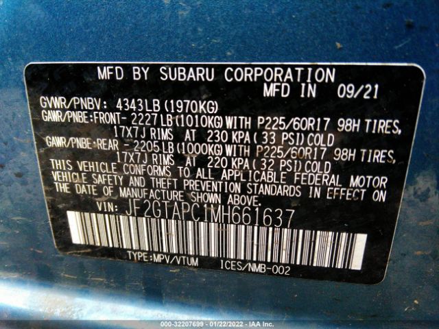 Photo 8 VIN: JF2GTAPC1MH661637 - SUBARU CROSSTREK 