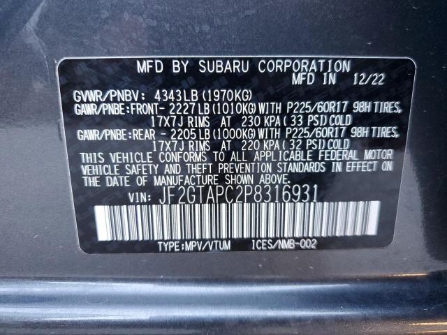 Photo 11 VIN: JF2GTAPC2P8316931 - SUBARU CROSSTREK 