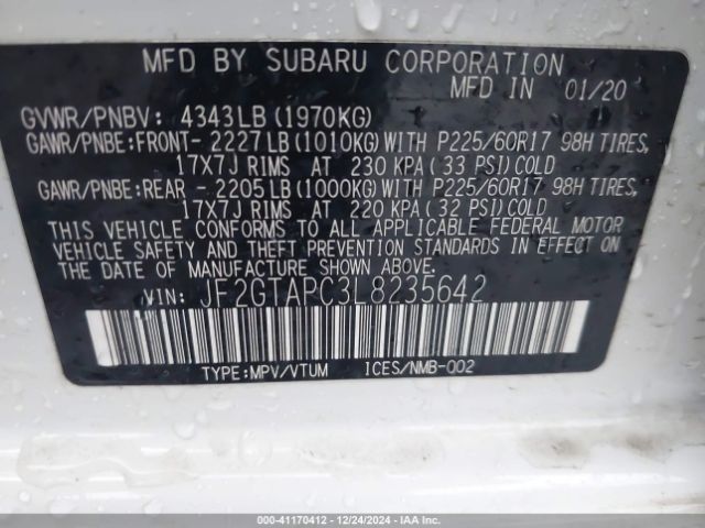 Photo 8 VIN: JF2GTAPC3L8235642 - SUBARU CROSSTREK 