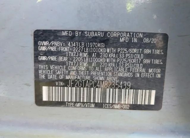 Photo 8 VIN: JF2GTAPC4M8235439 - SUBARU CROSSTREK 