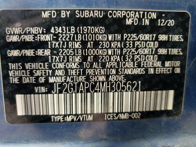 Photo 9 VIN: JF2GTAPC4MH305621 - SUBARU CROSSTREK 